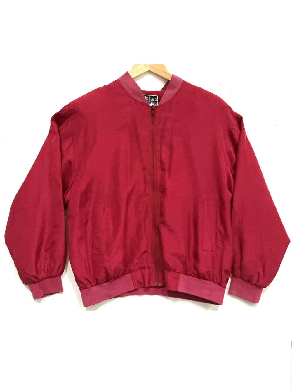 Vintage Silk Red Bomber Jacket by details Express